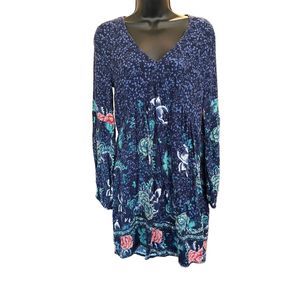 👗BILLABONG Comfy, Blue Floral, Boho, Babydoll Dress - Women's Size Medium